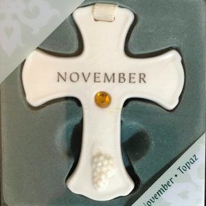 Russ Birthstone Porcelain Cross for NOVEMBER